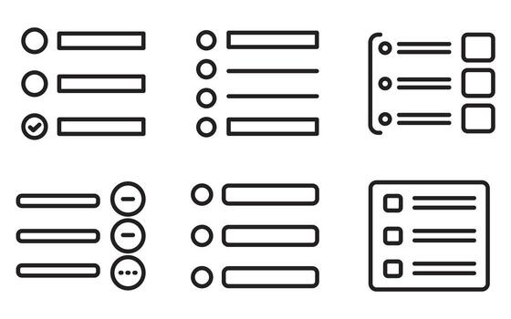 List Menu Icon Set Outline and Minimal Symbols for Navigation, Interface, and UI Design vector
