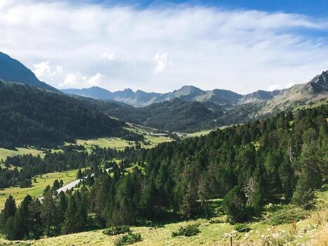 A mountain range with a valley in between, Andorra photo