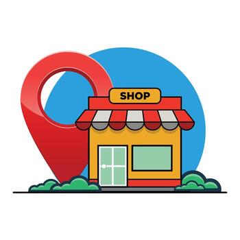 Store on The Map with Gps Navigation. GPS Navigation and Store Locations. Shop with Location Icon. Shop Location Concept Design vector