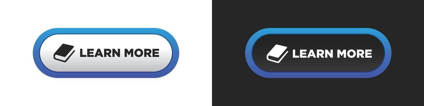 Learn more modern sticker button label with badge book sign symbol. vector