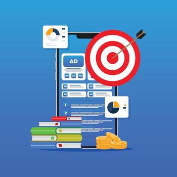 Online marketing profit and development business, Flat template Style Suitable for Web Landing Page, Background. vector