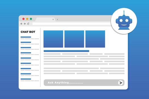 ai charla robot usuario interfaz. ai web navegador página formar a pedir pregunta. chatbot innovación tecnología proporcionar inteligente información y solución en investigación y desarrollo. vector