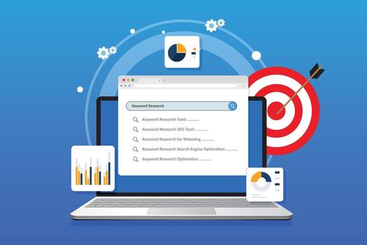 palabra clave investigación y seo mejoramiento concepto. selección popular buscar condiciones con buscar motor sugerencia consejos. vector