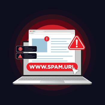 Spam URL. don't click spam URL, Dangerous link concept. suspicious and dangerous hyperlink concept illustration flat design. vector