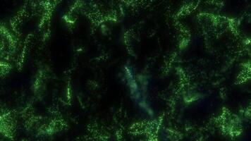 strömmande grön abstrakt partiklar skapande en kosmisk trogen Plats effekt video