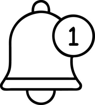 Instant alert notification icon with a single new message indicator, perfect for app interfaces and digital communication vector