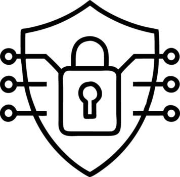 Cyber security shield with lock icon for data protection, a modern symbol for privacy and digital safety in the connected world, keep data safe vector