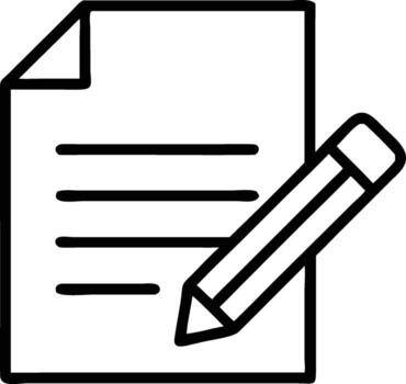Hand drawn document with lines and pencil icon, symbolizing writing, learning, and creativity for impactful business and educational presentations. vector