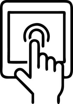 elegante mano conmovedor pantalla para moderno interfaz o aplicación interacción, sencillo diseño para tecnología y usuario experiencia, ideal para ui ux proyectos vector