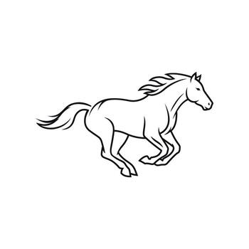 Running horse icon Simple, elegant outline illustration suitable for branding, logos, and design projects. Depicting speed, freedom, and strength. Ideal for various applications vector