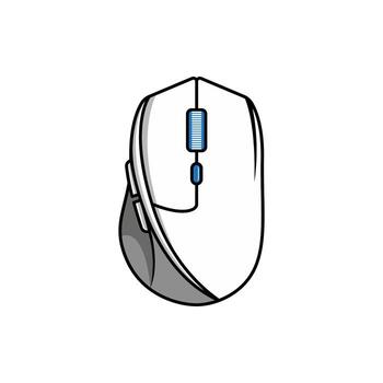 icon of a computer mouse with blue scroll wheel. Isolated technology graphic for web design, a clean and scalable peripheral element vector