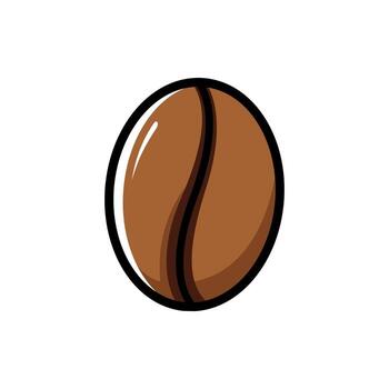 A single, stylized brown coffee bean icon, perfect for representing coffee-related themes, with a distinct cleft and glossy finish, isolated on a white background vector