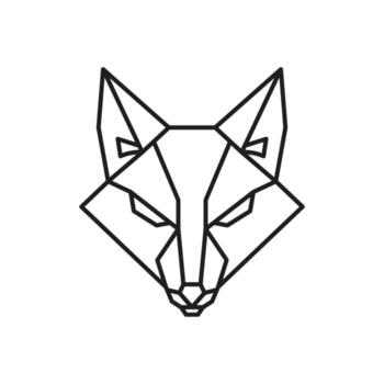 Modern geometric fox head illustration. A sleek, abstract animal design with sharp angular lines, perfect for contemporary digital art and distinctive branding vector