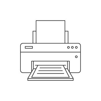 sencillo línea Arte ilustración de un hogar o oficina impresora, simbolizando documento impresión, proceso de copiar, exploración, y moderno tecnología para negocio y personal utilizar vector