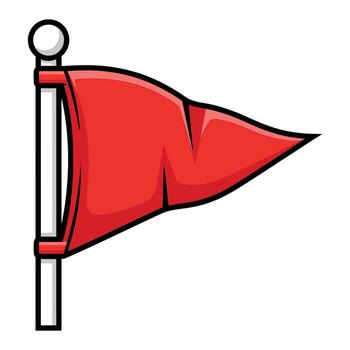 a simple red triangular flag waving on a white pole vector