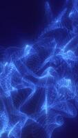 Abstract flowing network of glowing blue particles forming a futuristic digital wave structure video