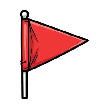 a red triangular flag on a flagpole vector