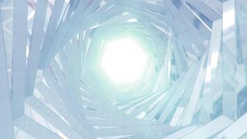 abstrakt tunnel av roterande genomskinlig kristaller formning en spiral video