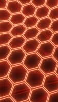 abstrakt lysande röd hexagonal rutnät mönster med upplyst rader skapande en modern trogen textur video