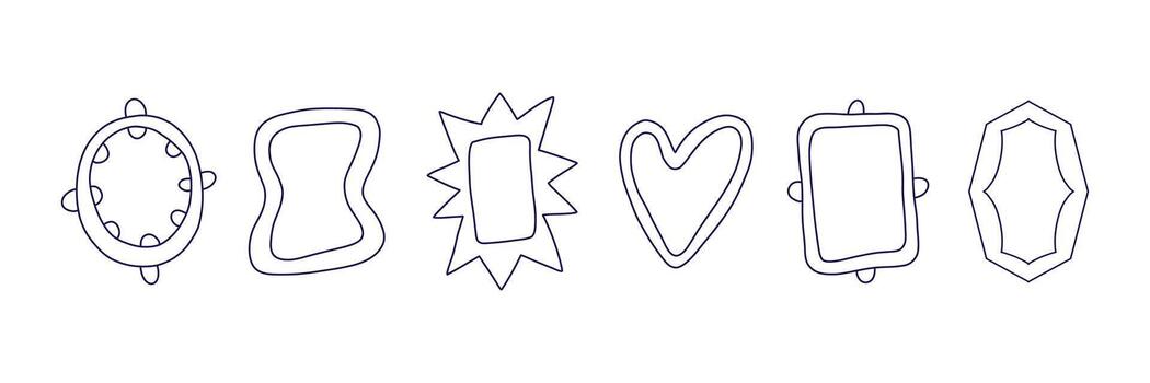 mano dibujado marcos con contorno fronteras bosquejo líneas y mínimo contorno marcos Delgado línea Arte dibujo en limpiar lineal estilo. sencillo frontera marco colección y contorno diseño vector