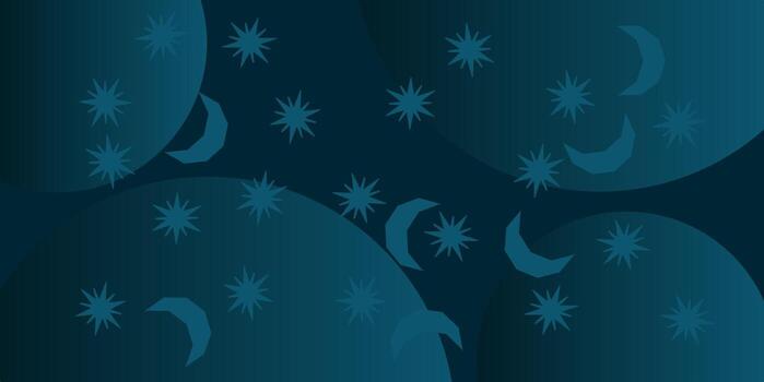 Abstract Night Sky Background with Crescent Moon and Stars vector
