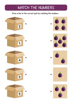 Educational Activity Worksheet Matching Numbers with Objects vector