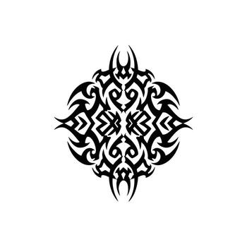 Intricate tribal tattoo design featuring symmetrical sharp lines and bold curves forming a complex pattern vector