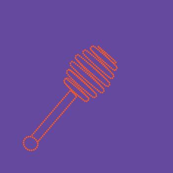 Stylized dotted of a dropper or pipette with a rounded tip and elongated handle, set against a solid vector