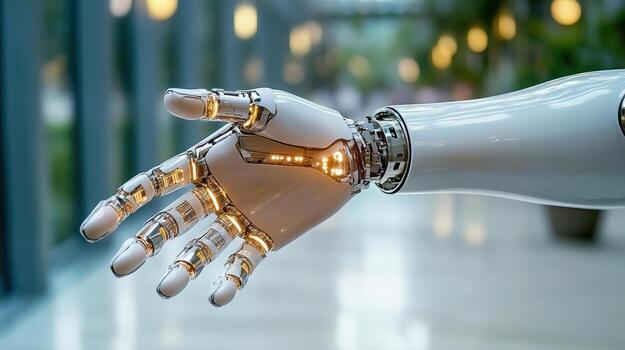 un robot mano es participación un mano foto