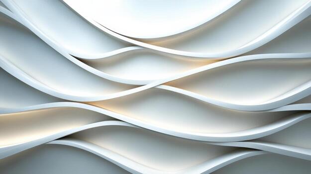 Abstract white 3d wall with curved lines photo