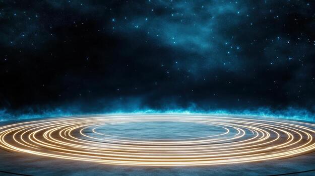 A circular ring with lights in the center photo