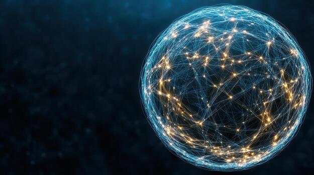 A sphere with glowing lines on it photo