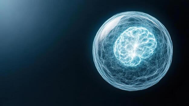 A blue sphere with a brain inside photo