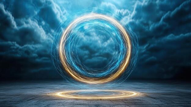 An image of a circle with glowing light photo