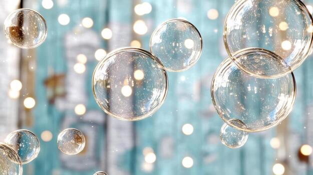 Many bubbles floating in the air photo