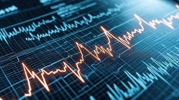 A close up of a medical chart with a heartbeat photo