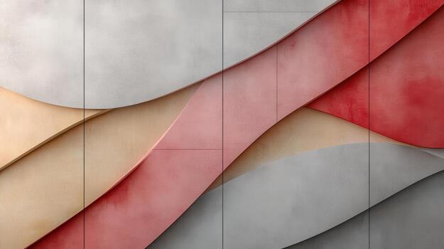 A wall with red, white and gray colors photo