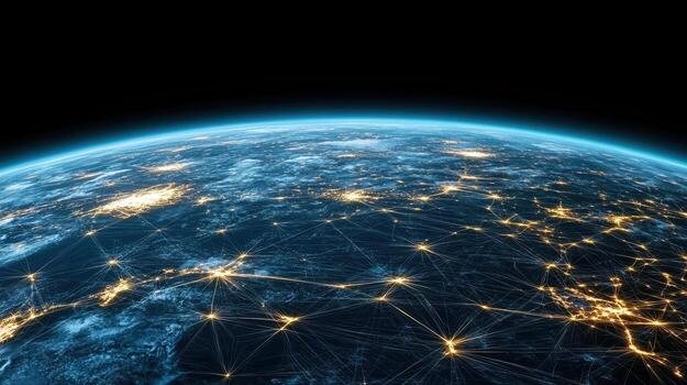 The earth with network lines and lights elements of this image are furnished by nasa photo