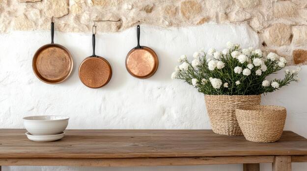 Three wooden pans hanging on a wall photo