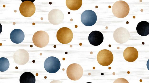A white and gold polka dot pattern on a wooden background photo