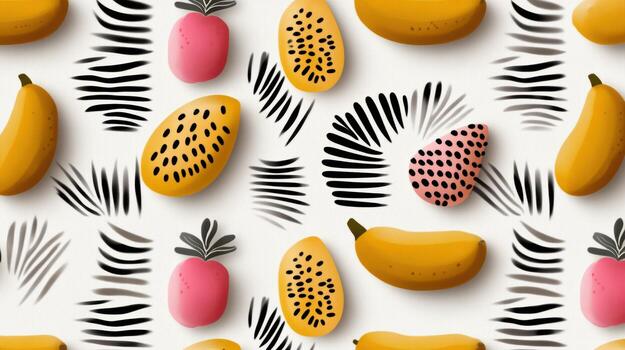 Tropical fruit seamless pattern photo