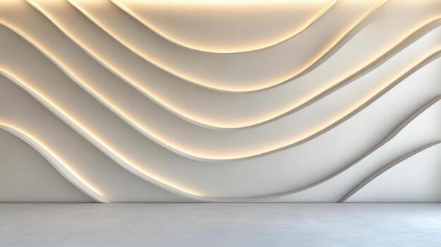 3d rendering of a modern wall with curved lines photo