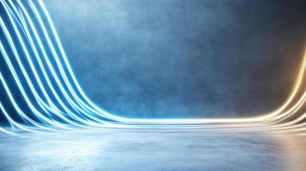 A neon light line in an empty room photo