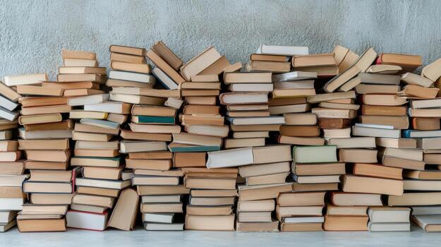A pile of books sitting on top of a table photo
