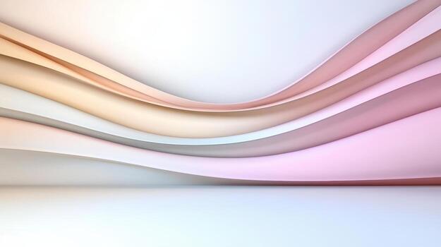 3d rendering of a white wall with pink and blue waves photo