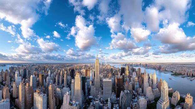 The city of new york is seen from above photo
