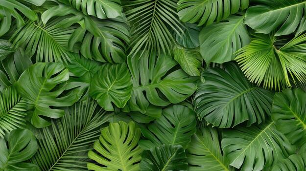 Tropical leaves background, seamless pattern photo