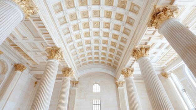 A large white building with columns and a ceiling photo