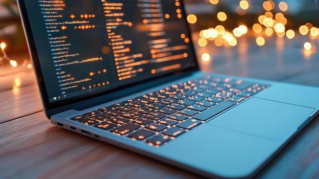 A laptop with a code on the screen photo