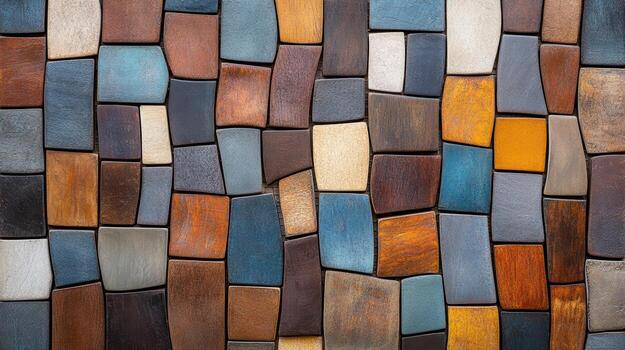 A wall made of wood with different colors photo